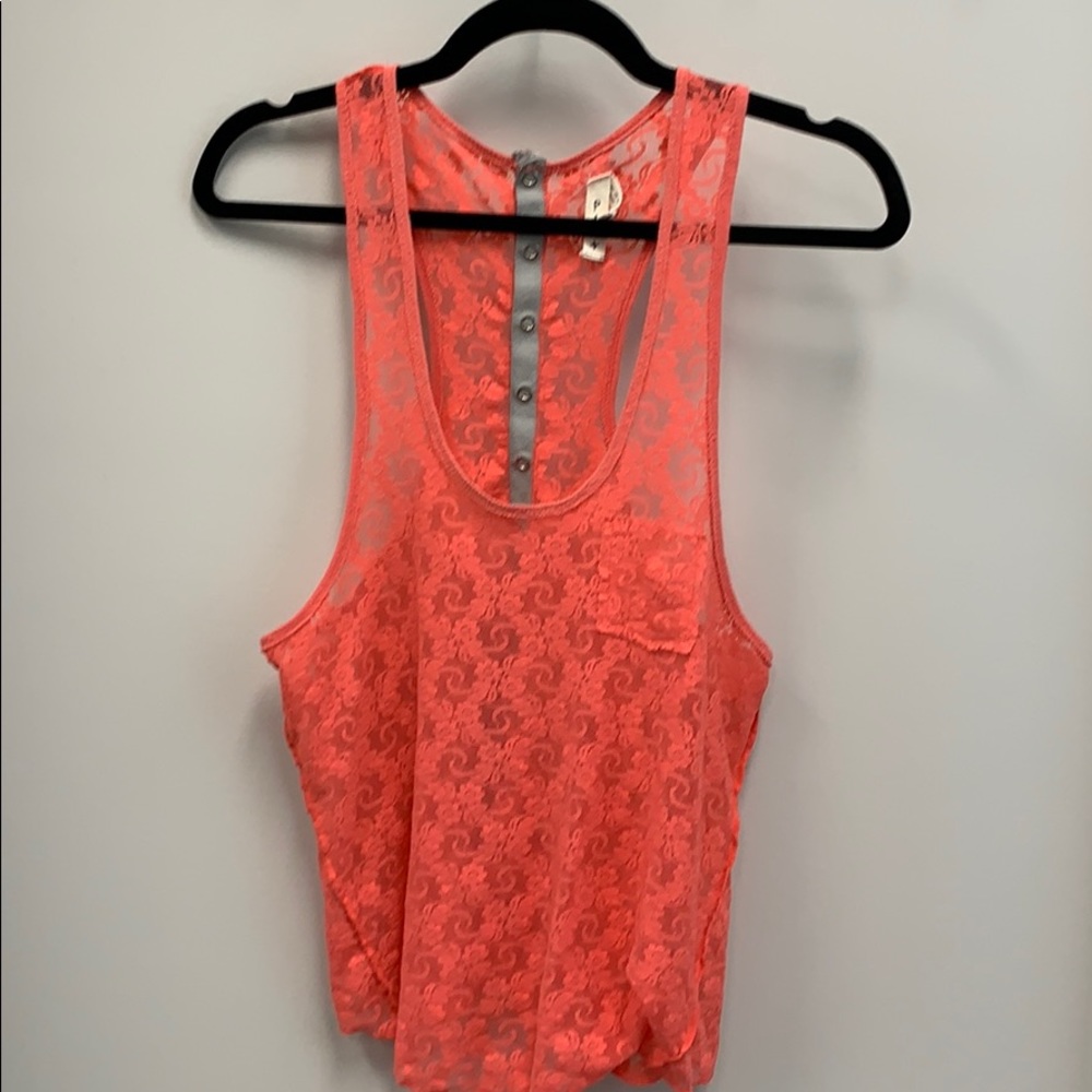 Coral Lace Free People Racerback Tank Top